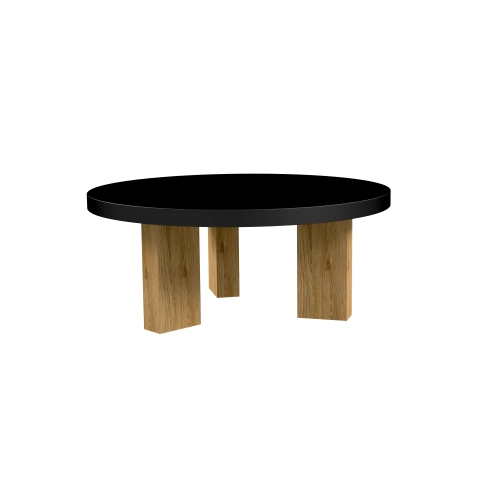 STOLIK KAWOWY z Drewna Litego Dębowego Blat Czarny Płyta MDF  STK-933