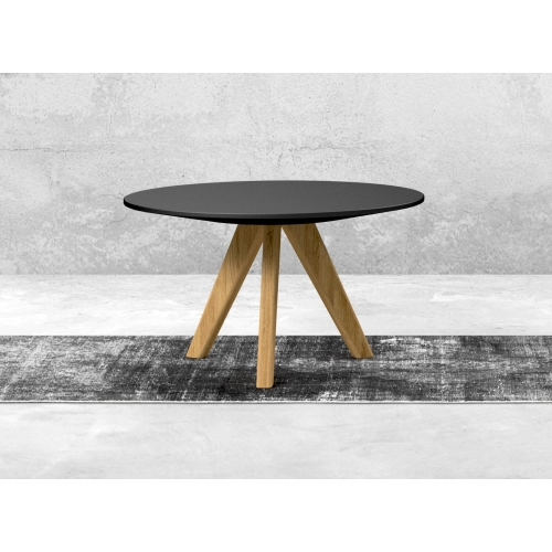 STOLIK KAWOWY z Drewna Litego Dębowego Blat Czarny Płyta MDF  STK-936