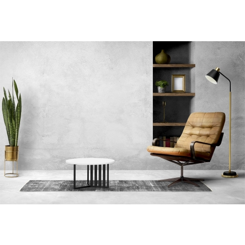 STOLIK KAWOWY Metalowy Blat Biały Płyta MDF  STK-923