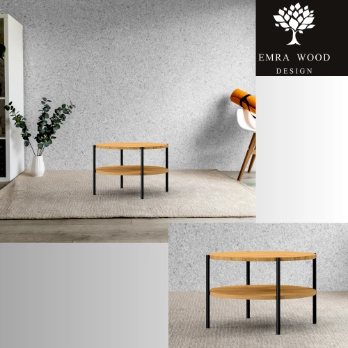 STOLIK KAWOWY z Drewna Litego  Dębowego - Jesionowego  STK-903