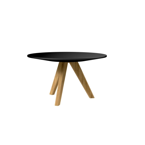 STOLIK KAWOWY z Drewna Litego Dębowego Blat Czarny Płyta MDF  STK-936