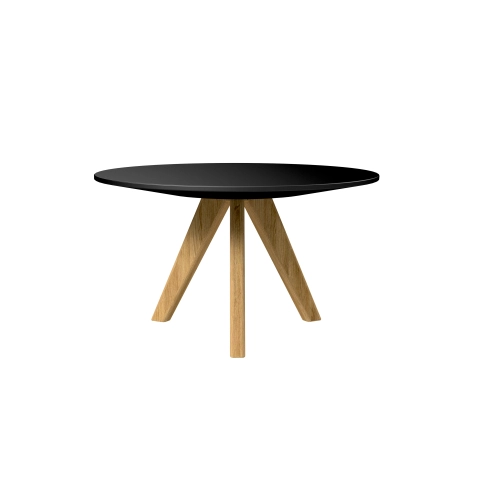 STOLIK KAWOWY z Drewna Litego Dębowego Blat Czarny Płyta MDF  STK-936