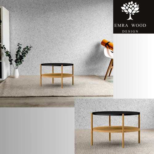 STOLIK KAWOWY z Drewna Litego  Dębowego - Jesionowego  STK-905