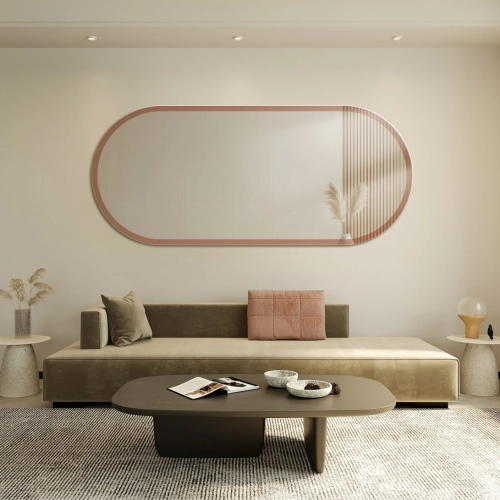 Owalne lustro w ramie złoty połysk - BONITA