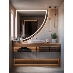 Lustro GRANDE QUARTER LED – eleganckie lustro w kształcie luksusowej ćwiartki z podświetleniem