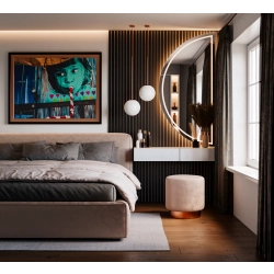 Lustro SELENE LED -  półokrągłe piaskowane z podświetleniem