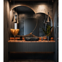 Lustro Puzzle Kiss – zestaw podwójnych luster LED, okrągłych i ściętych, bez ramy do wnętrz nowoczesnych