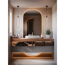 Lustro OVALIS DUO LED owalne dekoracyjne 2-częściowe bez ramy z podświetleniem