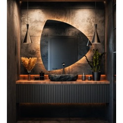 Lustro TALISMAN LED — trójkątne lustro w kształcie talizmanu z podświetleniem