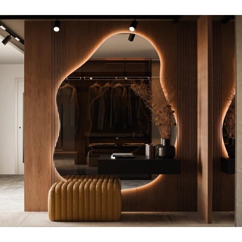 Lustro ROMEO LED organiczne nieregularne dekoracyjne z podświetleniem bez ramy do salonu / sypialni / przedpokoju