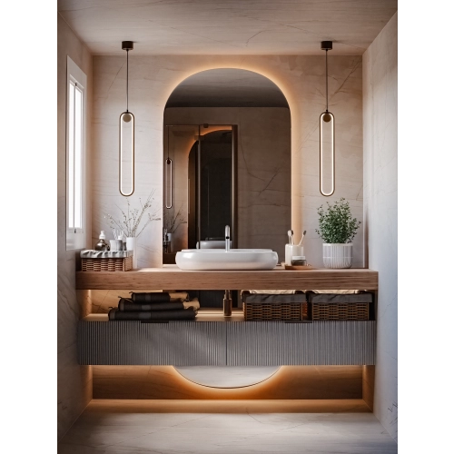 Lustro OVALIS DUO LED owalne dekoracyjne 2-częściowe bez ramy z podświetleniem