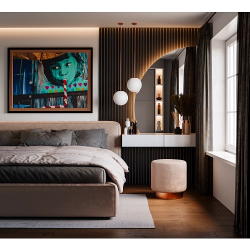 Lustro NOVA LUNA LED półokrągłe nowoczesne dekoracyjne ze ściętym dołem bez ramy do przedpokoju / sypialni / łazienki