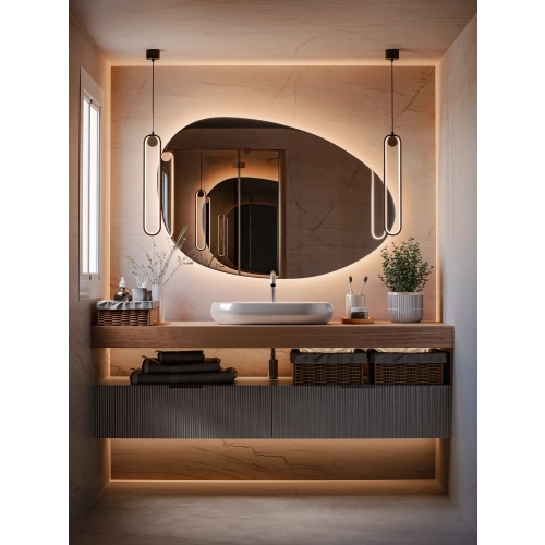 Lustro MIRAÉ LED – organiczne lustro o szlifowanej formie z eleganckim podświetleniem