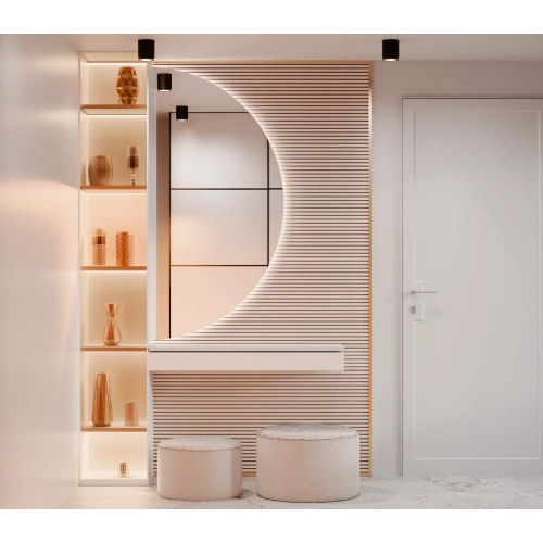 Lustro PENELOPE LED – półokrągłe lustro z podświetleniem LED na wymiar do łazienki, przedpokoju i salonu