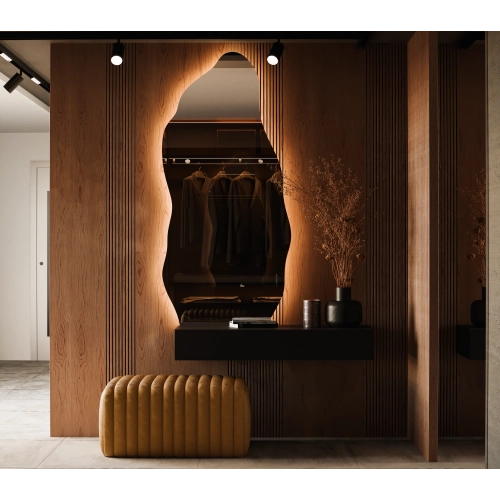 Lustro TERRA LED designerskie organiczne z podświetleniem do salonu / przedpokoju / łazienki / sypialni