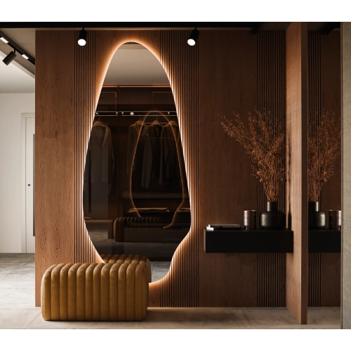 Lustro AURELIA LED organiczne nieregularne dekoracyjne z podświetleniem bez ramy