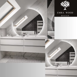 Okrągłe lustro na poddasze ścięte boki z podświetleniem - OLGA LED