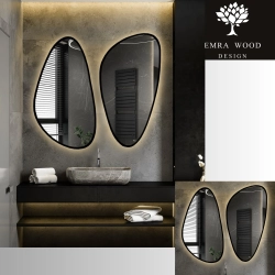 Zestaw dwóch luster nieregularnych w ramie z podświetleniem - SELENIT W RAMIE LED