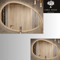 Lustro organiczne w ramie złotej MDF SLIM z podświetleniem - ZOE LED - kolor ramy do wyboru