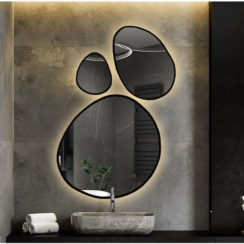 Zestaw trzech luster organicznych w ramie z podświetleniem - OPALIT W RAMIE LED