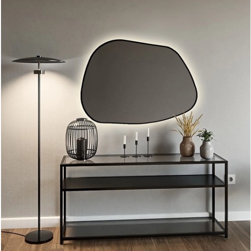 Lustro o organicznym kształcie z podświetleniem - BAZALT W RAMIE LED