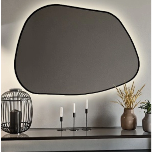 Lustro o organicznym kształcie z podświetleniem - BAZALT W RAMIE LED