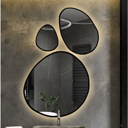 Zestaw trzech luster organicznych w ramie z podświetleniem - OPALIT W RAMIE LED