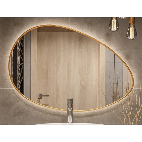 Lustro organiczne w ramie złotej MDF SLIM z podświetleniem - ZOE LED - kolor ramy do wyboru