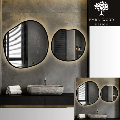 Zestaw luster organicznych w ramie z podświetleniem- SODALIT W RAMIE LED