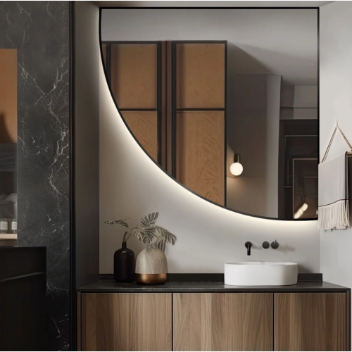 Lustro ćwiartka z koła w ramie z podświetleniem - ĆWIARTKA W RAMIE LED