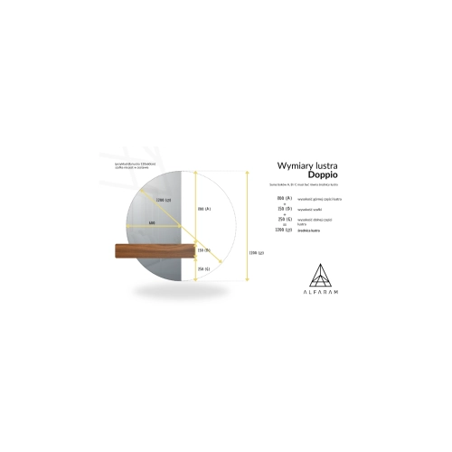 Lustro łazienkowe półokrągłe w dwóch częściach z podświetleniem - DOPPIO LED II