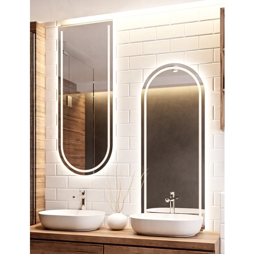 Zestaw dwóch luster półowalnych łazienkowych z podświetleniem- ZESTAW PLATO LED