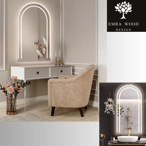 Lustro łazienkowe półowalne z podświetleniem - KORIA LED