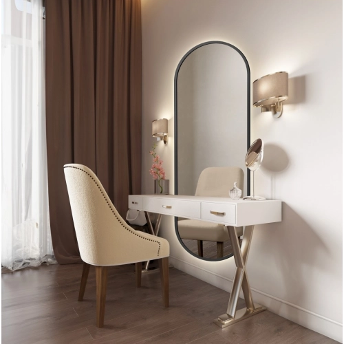 Lustro owalne w czarnej ramie mdf w dwóch częściach z podświetleniem - OSKAR LED - kolor ramy do wyboru