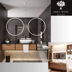 Lustro łazienkowe kwadratowe z podwójnym podświetleniem - HUGO DOUBLE LED