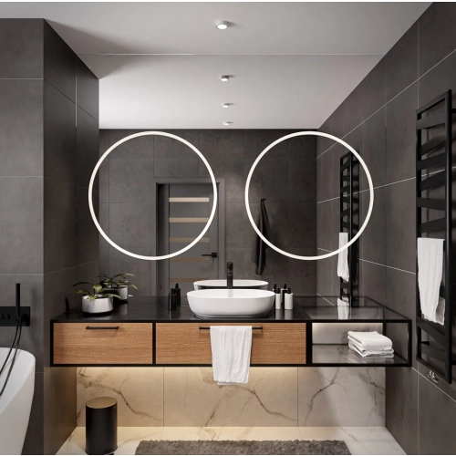 Lustro łazienkowe kwadratowe z podwójnym podświetleniem - HUGO DOUBLE LED