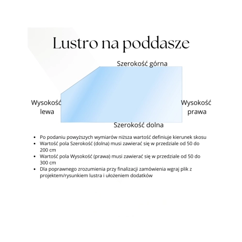 Piaskowane lustro na poddasze - NA WYMIAR - REGA LED
