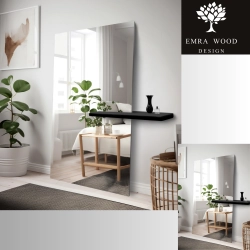 Nowoczesne stojące lustro prostokątne z półką - AGIS SHELF