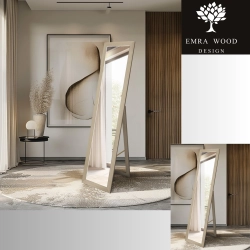 Lustro stojące w ramie z surowego drewna w stylu skandynawskim - 5005