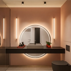 Lustro łazienkowe okrągłe w dwóch częściach z podświetleniem WIRO LED I