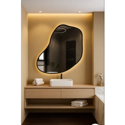 Lustro o organicznym kształcie w ramie z podświetleniem - KWARC W RAMIE LED