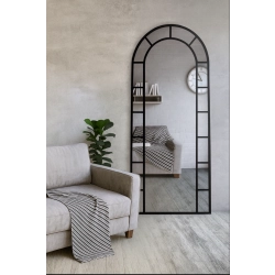 Lustro półowalne ze szprosami w ramie loftowej mdf - OKNO III - kolor ramy do wyboru