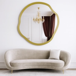 Nieregularne lustro w ramie złoty połysk - CYRKON SHINE