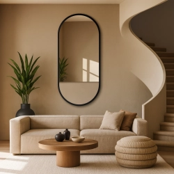 Lustro owalne w matowej czarnej ramie mdf - ODYS - kolor ramy do wyboru