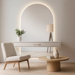 Lustro łazienkowe półowalne w dwóch częściach z podświetleniem - FRANK LED