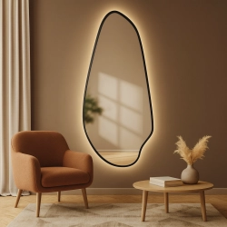 Lustro o nieregularnym kształcie w ramie mdf z podświetleniem - JASPIS W RAMIE LED