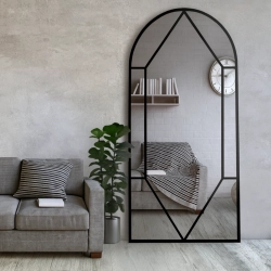 Lustro półowalne ze szprosami w ramie loftowej mdf - OKNO IV - kolor ramy do wyboru