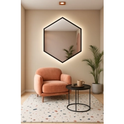 Lustro o geometrycznym kształcie w ramie z podświetleniem – HEXA W RAMIE LED