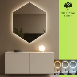 Lustro o geometrycznym kształcie z podświetleniem – HEXA LED