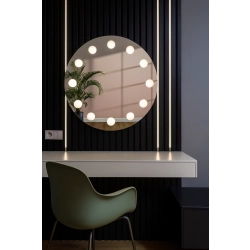 Okrągłe lustro do toaletki z podświetleniem LED - HOLLYWOOD